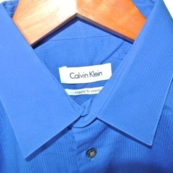 Calvin Klein Blue Button Down Shirt Regular Fit 15 - Picture 3 of 7